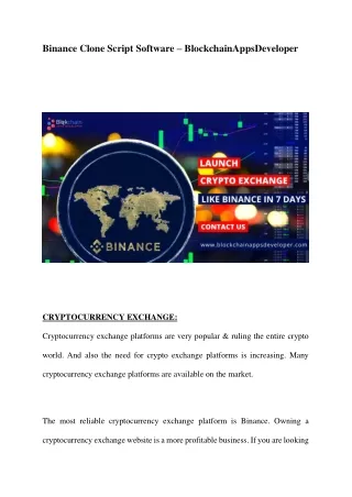 Want to launch your own crypto exchange platform like Binance Within a week!!