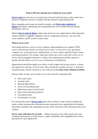 want to pick the absolute server rack for your