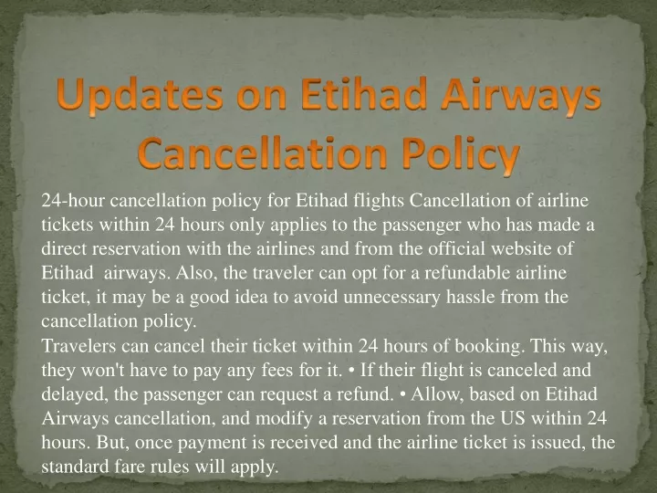 updates on etihad airways cancellation policy