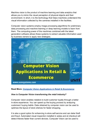 machine vision is the product of machine learning
