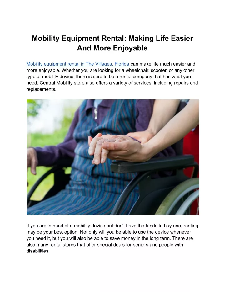 mobility equipment rental making life easier