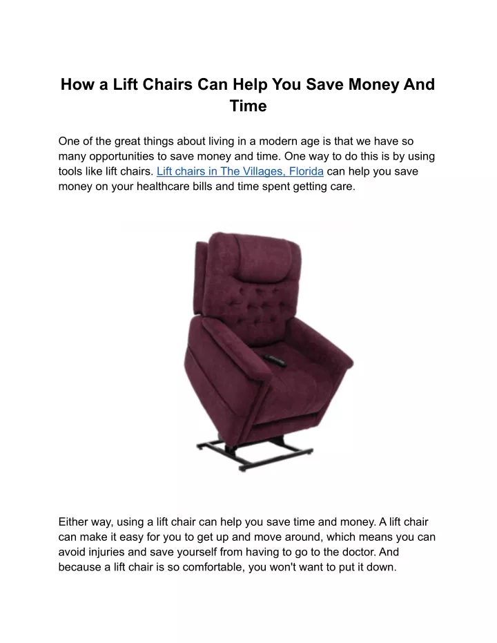 how a lift chairs can help you save money and time