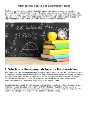 must follow tips to get dissertation help