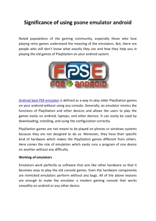 Android Best PSX Emulator - PSONE Emulator Android – Fpse64