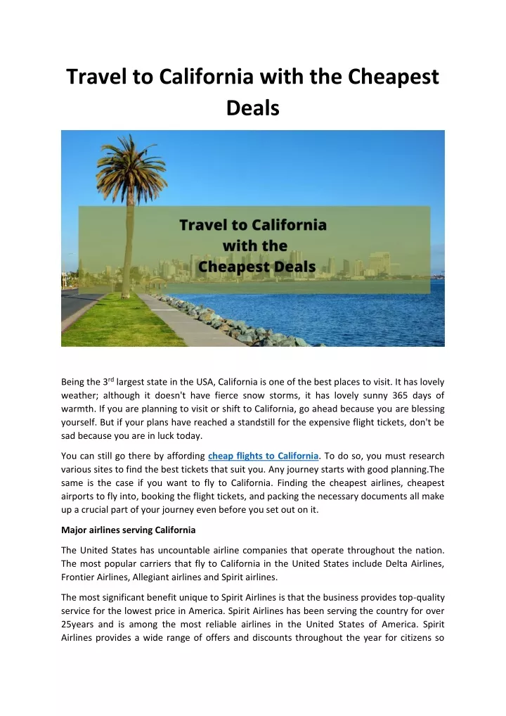 travel to california with the cheapest deals