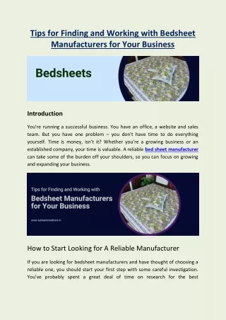 Tips for Finding and Working with Bedsheet Manufacturers for Your Business