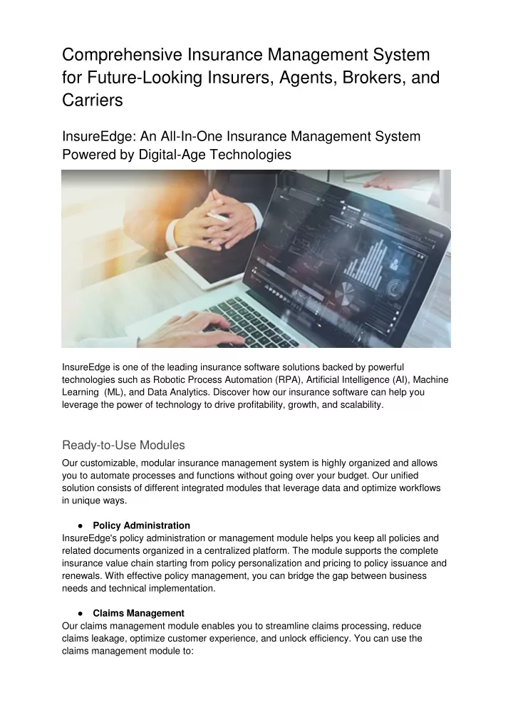 comprehensive insurance management system