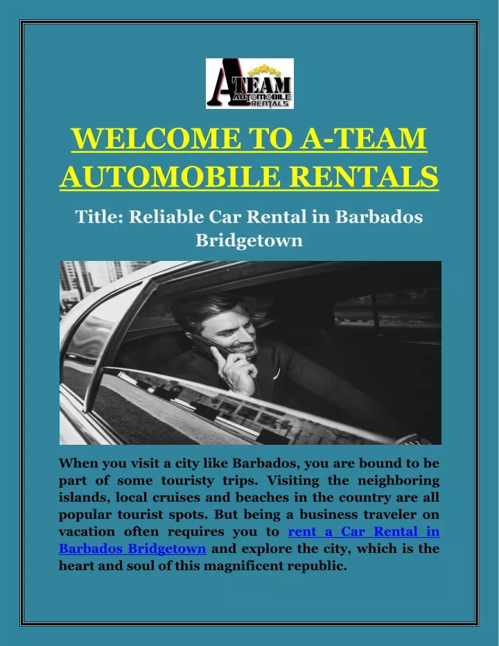 welcome to a team automobile rentals