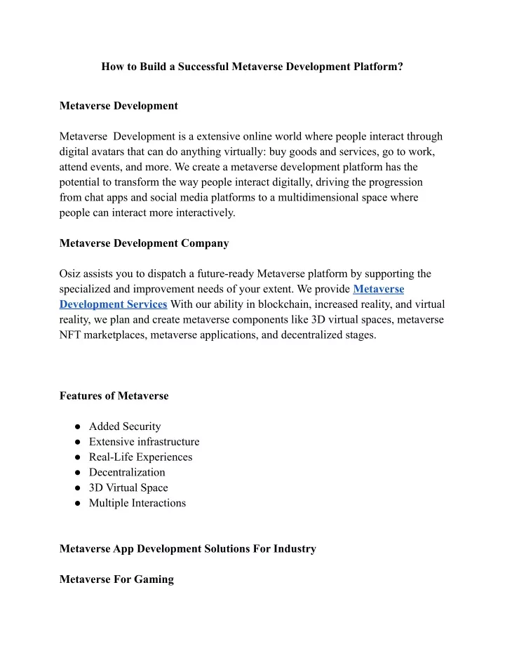 how to build a successful metaverse development