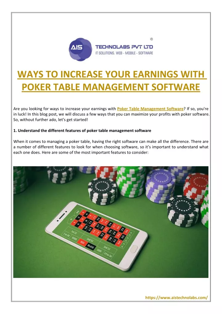 ways to increase your earnings with poker table
