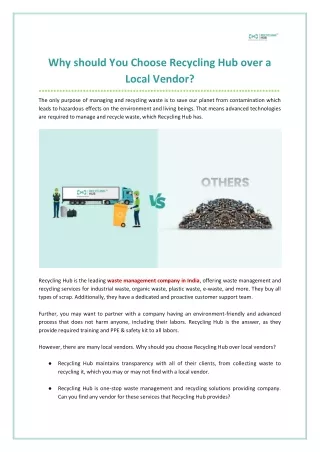 Why should You Choose Recycling Hub over a Local Vendor?