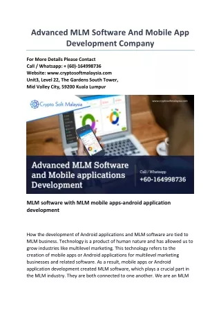 advanced mlm software and mobile app development