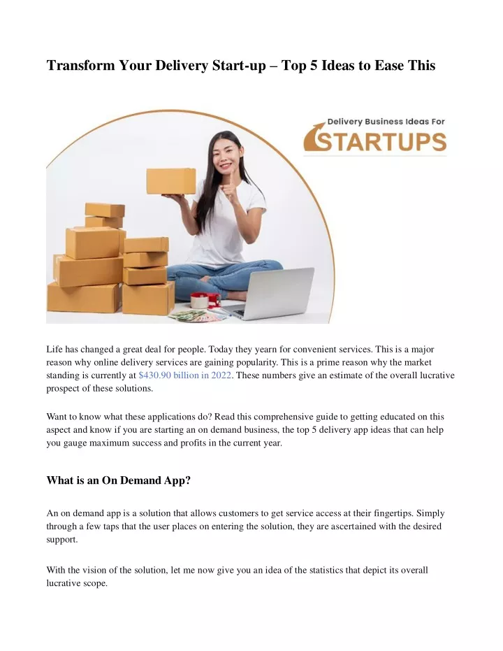 transform your delivery start up top 5 ideas