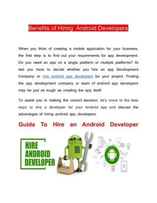 Benefits to hire android developers