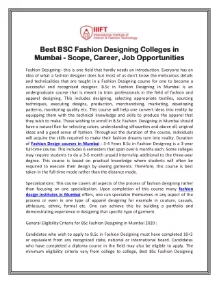 Best BSC Fashion Designing Colleges in Mumbai - Scope, Career, Job Opportunities
