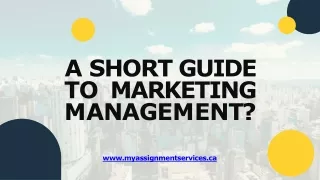 A Short Guide to Marketing Management