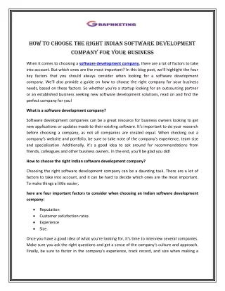 How To Choose The Right Indian Software Development Company For Your Business