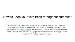 How to keep your flats fresh throughout summer_