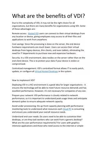 what are the benefits of vdi