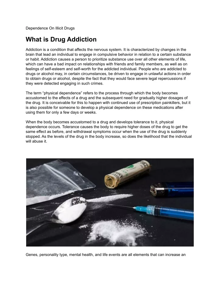 PPT - Dependence On Illicit Drugs PowerPoint Presentation, free ...