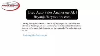 used auto sales anchorage ak bryanjefferymotors