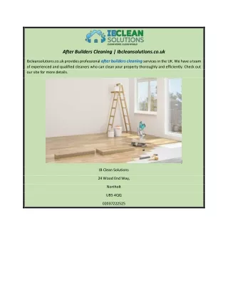 After Builders Cleaning | Ibcleansolutions.co.uk