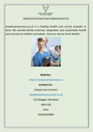 Health Care Service Provider in Kent Simplecareconnect.co.uk