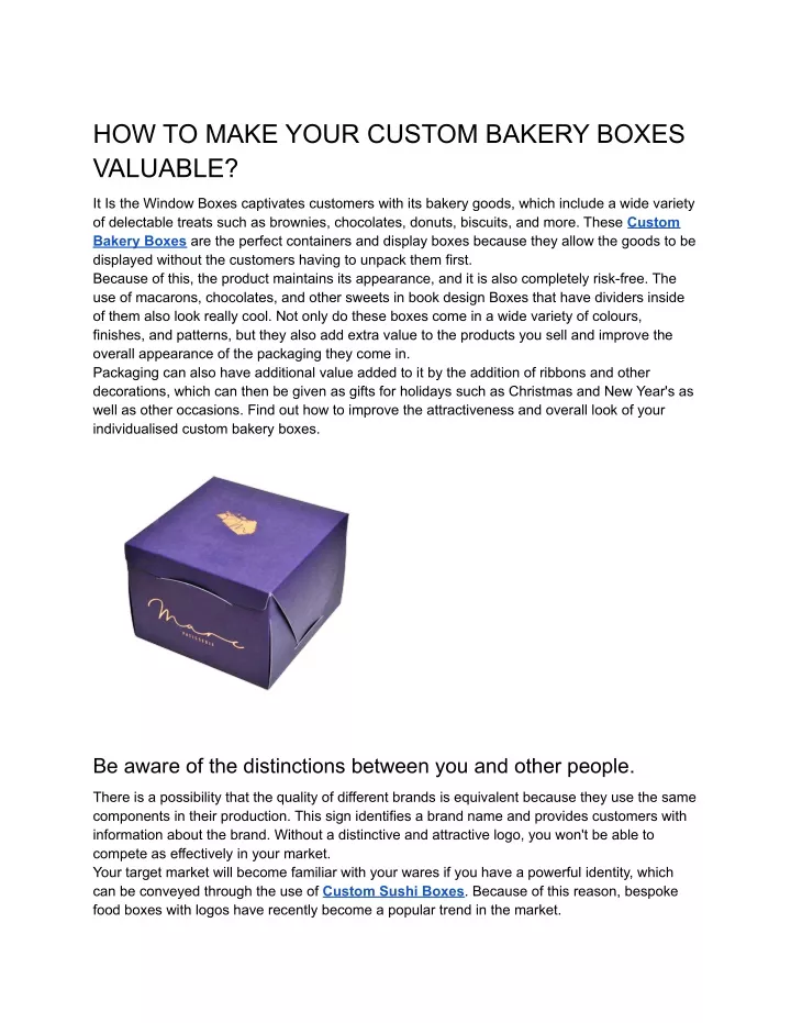 how to make your custom bakery boxes valuable