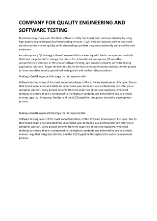 company for quality engineering and software