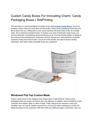 Custom Candy Boxes For Innovating Charm_ Candy Packaging Boxes _ SirePrinting