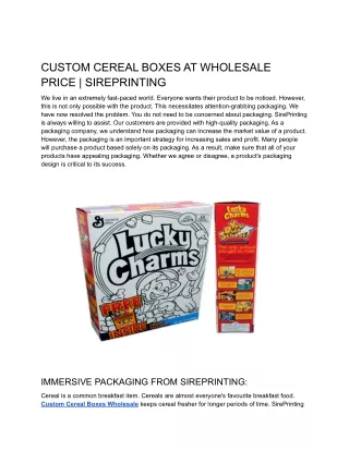 CUSTOM CEREAL BOXES AT WHOLESALE PRICE _ SIREPRINTING