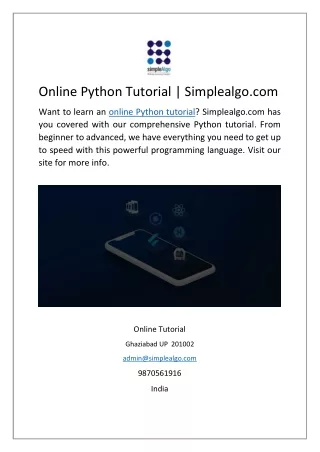 online python tutorial simplealgo com