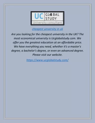 Cheapest University in Uk | Ucglobalstudy.com