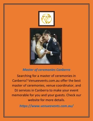 Master of ceremonies Canberra