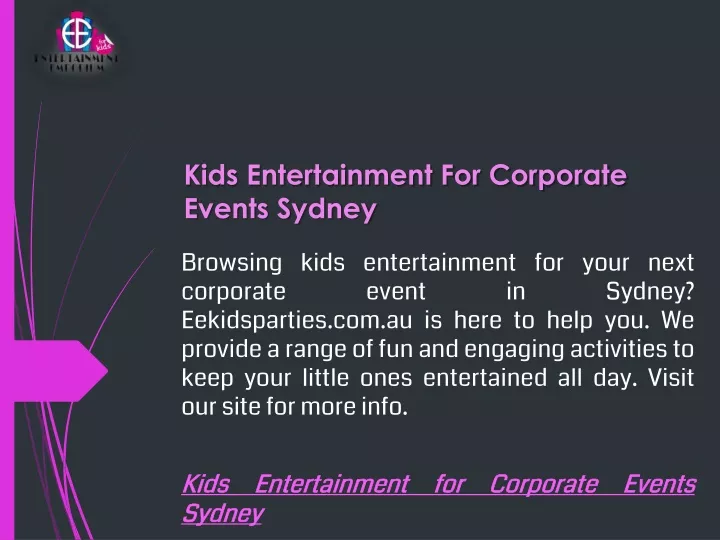 kids entertainment for corporate events sydney