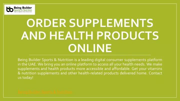 order supplements and health products online