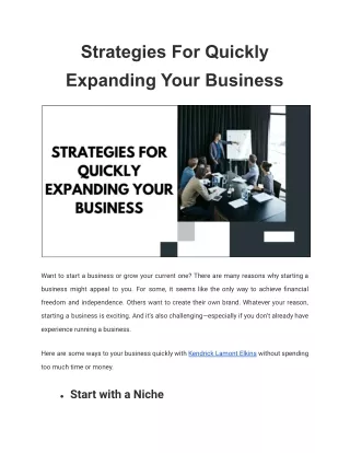 Strategies For Quickly Expanding Your Business