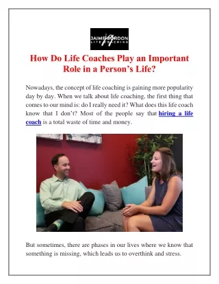 How Do Life Coaches Play an Important Role in a Person