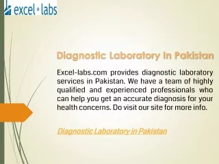 Diagnostic Laboratory In Pakistan  Excel-labs.com
