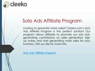 Solo Ads Affiliate Program  Cleeko.com