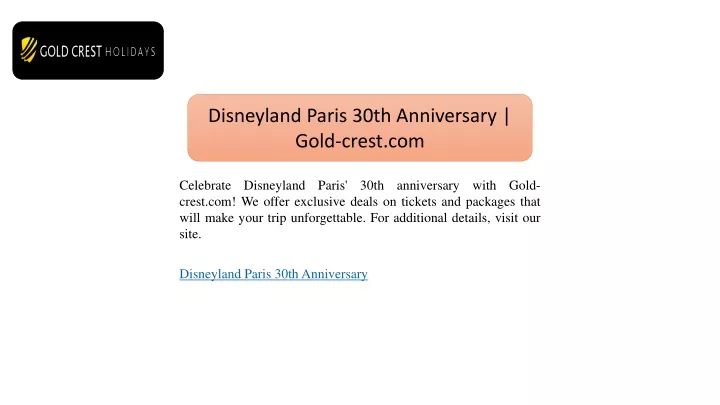 disneyland paris 30th anniversary gold crest com