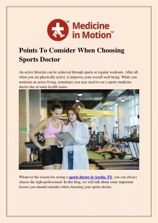 Points To Consider When Choosing Sports Doctor