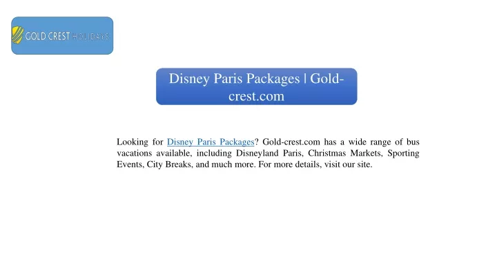 disney paris packages gold crest com