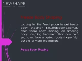 Freeze Body Shaping  Newshapeclinic.com.au