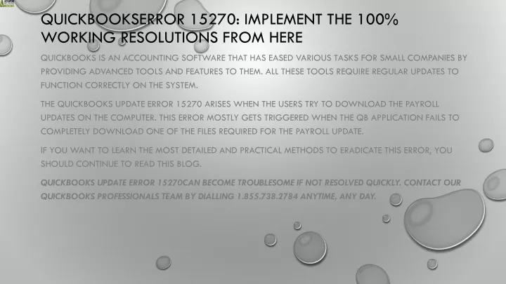 quickbookserror 15270 implement the 100 working resolutions from here