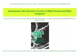 Free [epub]$$ Experiments with Alternate Currents of High Potential and High Frequency [PDF EBOOK EPUB]