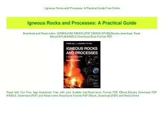 ^READ) Igneous Rocks and Processes A Practical Guide Free Online