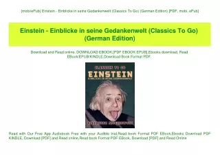 {mobiePub} Einstein - Einblicke in seine Gedankenwelt (Classics To Go) (German Edition) [PDF  mobi  ePub]