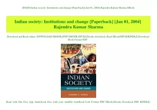 [Pdf]$$ Indian society Institutions and change [Paperback] [Jan 01  2004] Rajendra Kumar Sharma EBook
