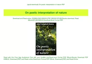 {epub download} On poetic interpretation of nature PDF